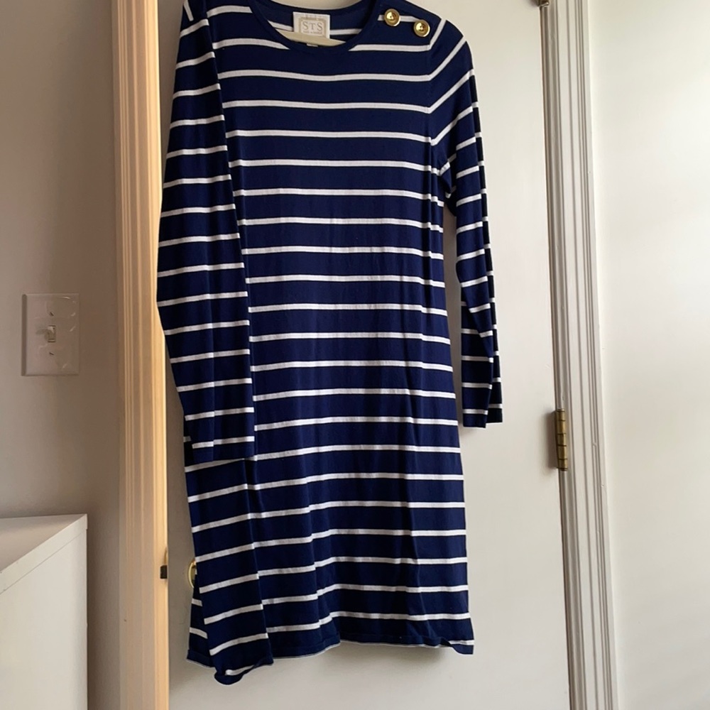 Sail to Sable Navy Stripped Sweater Dress